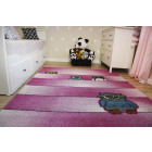 Tapis kids hiboux rose c412 - Dimension au choix