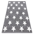 Tapis sketch - fa68 gris et crème - petites étoiles étoiles - Dimension au choix