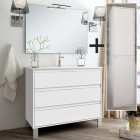 Ensemble meuble de salle de bain 100cm simple vasque + colonne de rangement tiris - blanc
