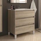 Meuble de salle de bain 100cm simple vasque - 3 tiroirs - sans miroir - tiris 3c - cambrian (chêne)