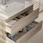 Ensemble meuble de salle de bain 100cm simple vasque + colonne de rangement iris - cambrian (chêne)