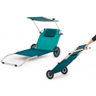 Malibu transat chaise de plage pliable + parasol intégré       vert
