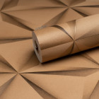 Papier peint intissé vinyle - Effet 3D - Modèle triangle marron