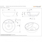 Vasque à poser ancoswing, ronde en céramique avec trop plein et avec plage de robinetterie