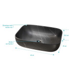 Vasque à poser rectangulaire en céramique noire mat effet marbre 46x32x13.5 cm - BLACK MARBLE Aurlane - VAS074