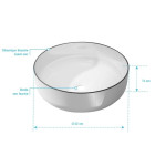 Vasque à poser ronde en céramique Ø42x14 cm - Blanc et liseré noir Aurlane - VAS070