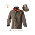 Veste cuir croute jack pour tous travaux de bricolage couleur brun avec double coutures et poche renforcée - taille l