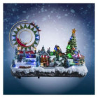 Village de noël lumineux : parc d'attraction / fête foraine avec grande roue