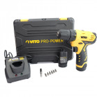 Visseuse sans fil 12v vito 2 batt lithium 2.0 ah li led indicateur de charge 6 embouts mallette