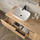 Meuble de salle de bain avec cuve arrondie et miroir KING - Roble (chêne clair) - 120cm