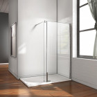 Paroi de douche à l'italienne avec retour pivotant fixe barre de fixation carrée 90 cm - Dimensions au choix