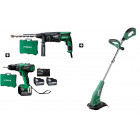 Pack de 3 Machines: Perforateur-burineur SDS PLUS DH26PB 28mm + Perceuse Visseuse 18V HITACHI 4Ah DV18DBEL4A  + coupe-bordure CG25SC  XXDV18DH26CG25