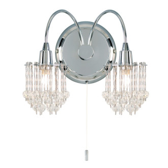 Applique milieu, chrome et verre, 2 ampoules
