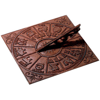 Cadran solaire astrologie en fonte 26x26cm