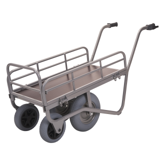 Chariot fleuriste petit modele avec ridelles et roues increvables