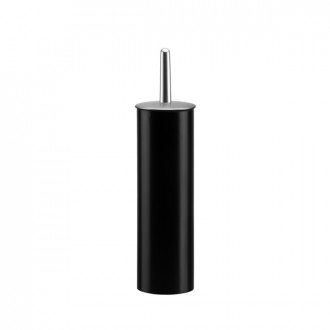 Brosse wc à poser noir serie linea noir poignée en abs argent et corps en abs noir