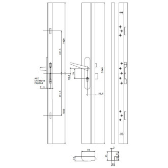Boîtier serrure réversible avec gâche standard pour porte haut. 2250 mm maxi. Marron tribando