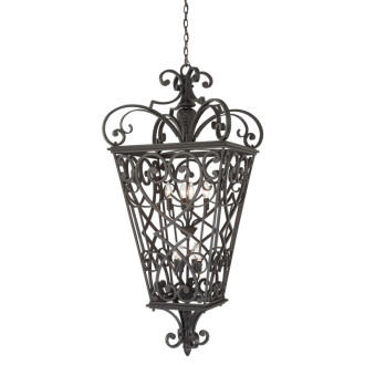 Suspension fort quinn, fonte d'aluminium noire, 8 ampoules