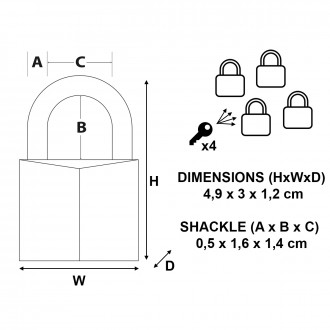Cadenas en laiton massif masterlock 30 mm - lot de 4 - 130eurqnop