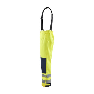 Pantalon de pluie à bretelles Haute-Visibilité retardant flamme niveau 2 Jaune-Fluo/Marine 13132022 - Taille au choix