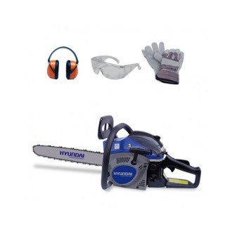 Tronçonneuse thermique 52 cm³ 50 cm - casque, lunettes et gants - htr52sup