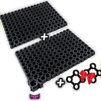 Pack de 2 tapis caillebotis caoutchouc + connecteurs 60 x 80 cm