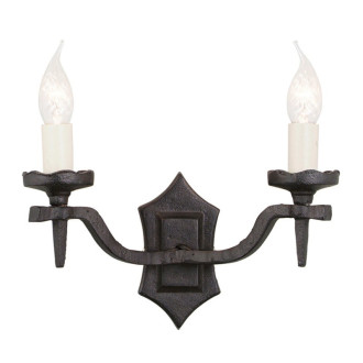 Applique rectory, fer forgé noir, 2 ampoules
