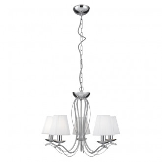 Suspension andretti, en chrome avec 5 abat-jour blancs