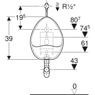 Pack urinoir Aubagne avec siphon pour urinoir et robinet temporisé à bouton-poussoir