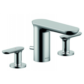 Mélangeur de lavabo à 3 trous en laiton et zinc chromé serie sydney coquilles en céramique