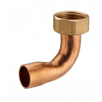 Raccord 2 pièces coudé laiton à visser femelle écrou prisonnier F3/8 (12x17) / cuivre à souder NOYON & THIEBAULT - Ø 12 mm - 778-1212L1
