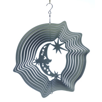 Mobile à vent lune & étoiles argent 15cm