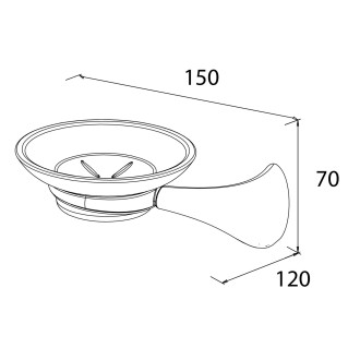 Porte savon coupelle mural zinc chromé serie monaco coupelle en verre dépoli bague d'amortissement