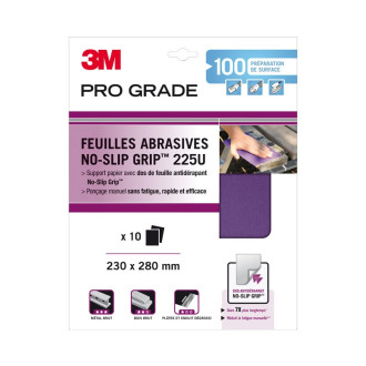 3m - 834349 -feuilles abrasives no slip grip 225u - p100 préparation de surface