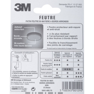 3m - patins-feutres en bi-matière à bords arrondis spécial carrelages & sols rugueux