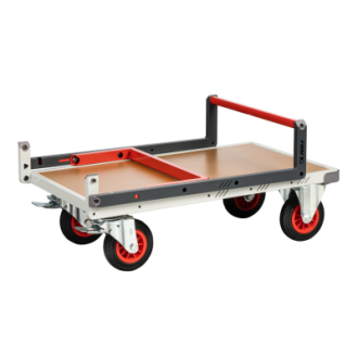 Chariot monté FLAT-PACK™ dossier repliable plateau médium roues CC 400 kg - Dimensions au choix