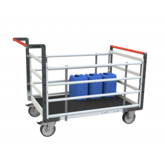 Chariot modulaire tube 2 dossiers + 2 ridelles plateau bois avec tapis caoutchouc 1200 x 800 mm 500 kg - 806724635