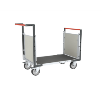 Chariot modulaire PP alvéolaire 2 dossiers plateau bois avec tapis caoutchouc 1200 x 800 mm 500 kg - 806724692