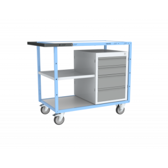 Servante établi équipée demi plateau tôle + 1 bloc 4 tiroirs 250 kg - 880707105