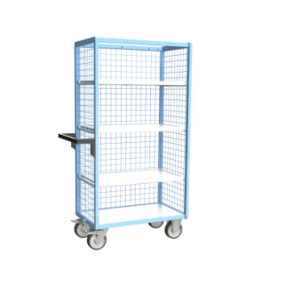 Servante grillagée 3 côtés avec 3 étagères plateau bois 850 x 500 mm 500 kg - 880725215