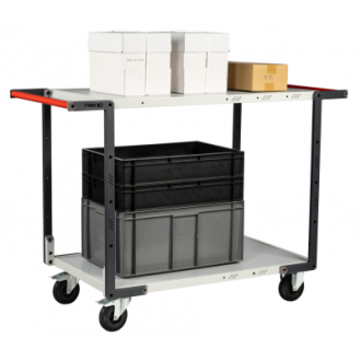 Servante FLAT-PACK™ 2 plateaux mélaminé double poignées 850 x 500 mm roues CC 250 kg - 884721116