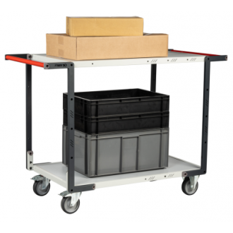 Servante montée 2 plateaux mélaminé double poignées 1000 x 600 mm roues TPE 250 kg - 886722126