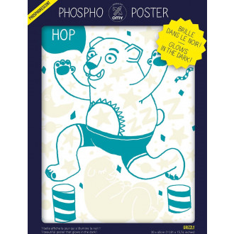 Poster phosphorescent grizzly 30 x 40 cm