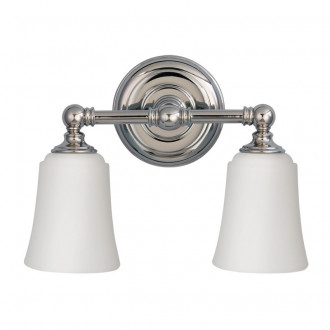 Applique huguenot lake, chrome poli et verre opale, 2 ampoules