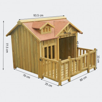 Niche à chien xl maison pour chien bois massif terrasse helloshop26 3716051