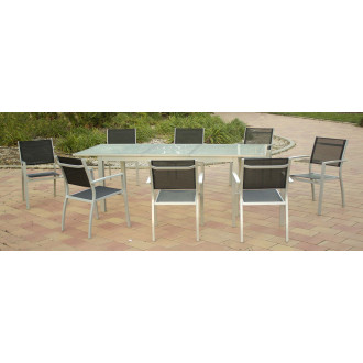 Salon de jardin 8 personnes en aluminium grecio