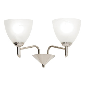 Applique neeson, nickel satiné et verre albâtre, 2 ampoules