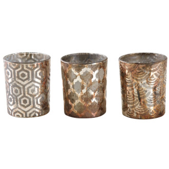 Photophore en verre antique à motifs (lot de 3)