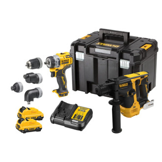 Kit 2 outils xr 12v 3ah li-ion brushless dewalt perceuse-visseuse + visseuse à chocs - dck2101l2t-qw