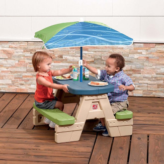 Table de pique-nique en plastique pour enfants avec parasol